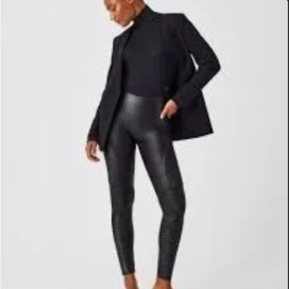 SPANX shape Faux Leather black leggings size small - Picture 2 of 5
